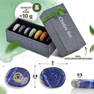 Sieben Edelsteine Chakra Set, Geschenkverpackung. Chakra Steine für unsere Chakren. Edelsteinset mit 7 Chakren Steinen.