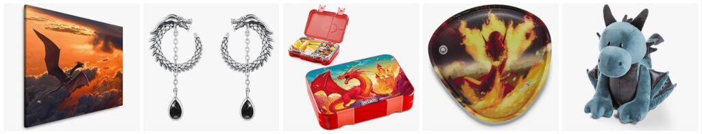 Krafttier Drache: Leinwandbild, Drachen-Ohrringe, Brotdose, Handwärmer, Plüschtier. Weisheit und Finsternis.