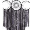 Schwarzes Dreifach-Mond Makramee, Gothic Wicca Mondgöttin Traumfänger. 54x90cm Mond-Traumfänger mit Fransen.