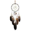 Brauner Traumfänger 15x60cm mit Federn, Edelstein, Chakra-Lebensbaum und Perlen. Indianer-Design für positive Träume.