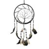 Traumfänger Lebensbaum 20x56cm: Federspiel aus Draht mit Vogelfedern und Edelsteinen. Handgefertigter, dekorativer Wandbehang.