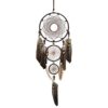 Traditioneller Indianer Dreamcatcher mit 3 Ringen. Braune Federn hängen an dem Traumfänger. 20x80cm Deko Element.