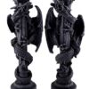 31cm 2er-Set Drachen Kerzenhalter, Ritual Gegenstände, Drachenmagie. Schwarze Kerzenständer mit Drachen, Fantasy Deko.