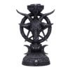Schwarzer 15cm Baphomet Kerzenhalter, 3D Okkult Gothic Ritual-Magie, Satan Kerzenständer, Detailansicht.