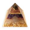 Orgon Pyramide 11cm: Orgonit mit Amethyst, Bergkristall und Blume des Lebens. Energetische Pyramide, spirituelles Schmuckstück.