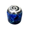 Blauer Orgon Dome Towerbuster mit großer Eisenspirale, Orgonenergie. Orgonit Pyramide mit blauen Kristallen.
