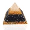 Orgon Pyramide 11cm: Schungit, Bergkristall, Onyx, Kupfer und Messing. Orgonit Pyramide für Energieharmonisierung.