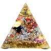 Bunte Orgon Pyramide, 14cm, mit Messing Buddha-Figur. Orgonit zur Harmonisierung, Dekoration & spirituellen Energiearbeit.